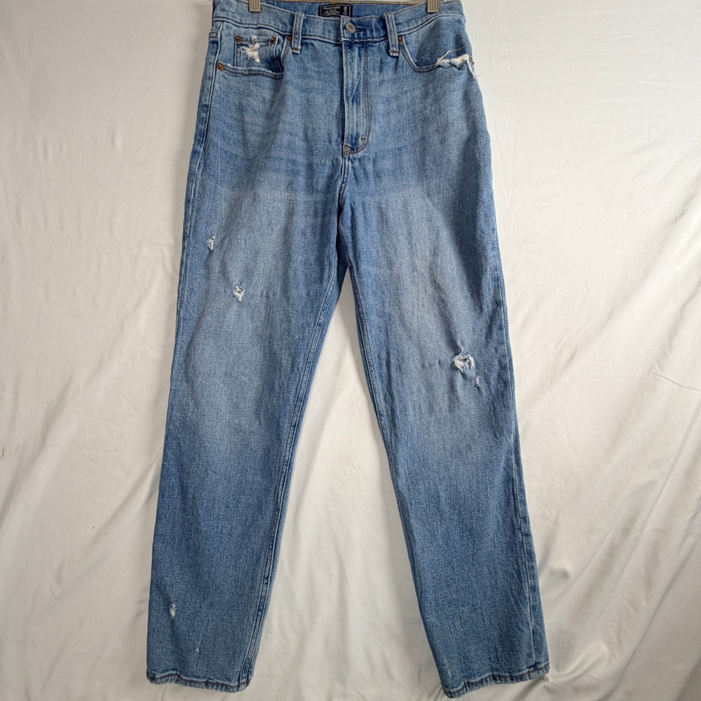 Abercrombie & Fitch Ultra High Rise Mom Jeans Distressed Blue Size 29 8L